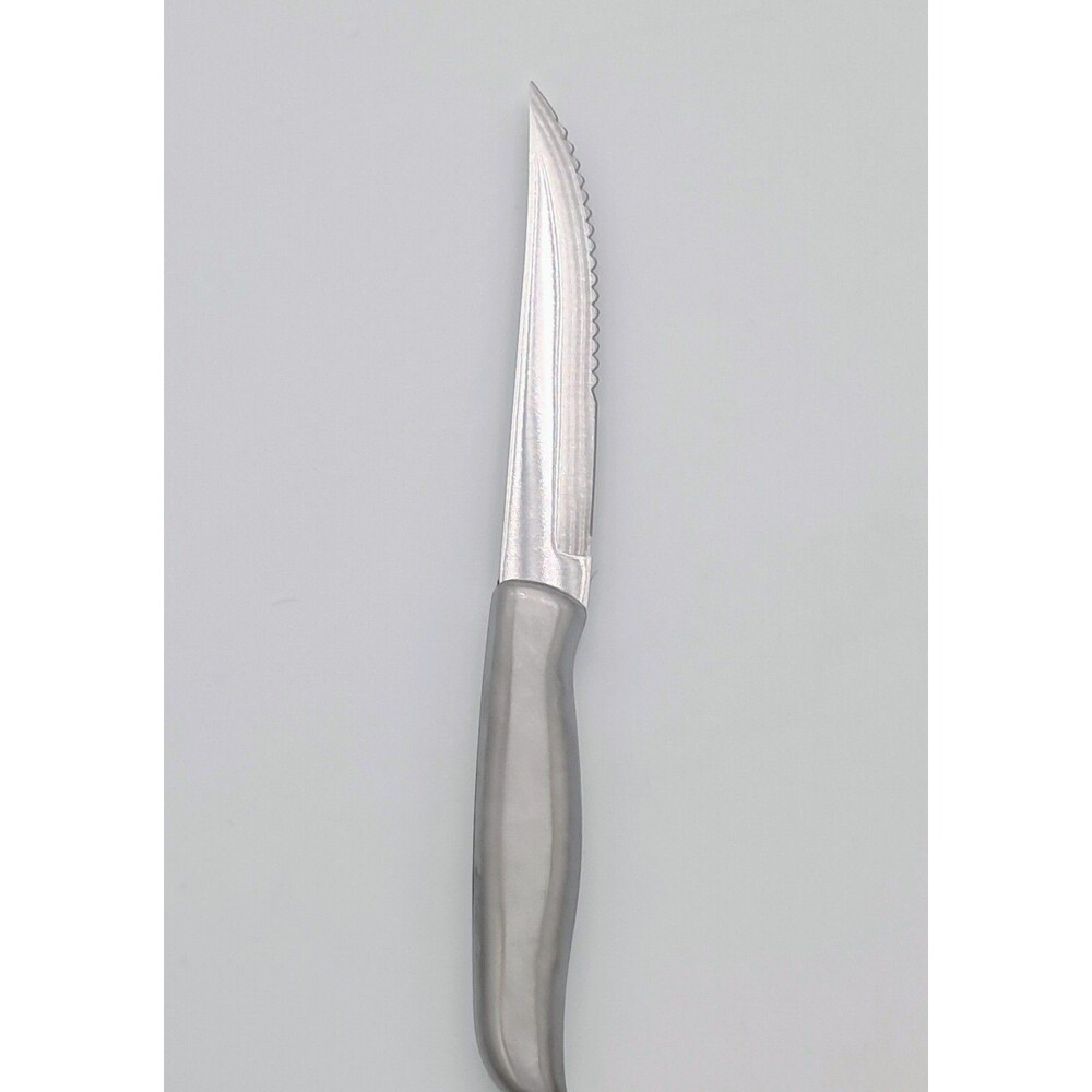 Brookstone 9" Stainless Steel Serrated Steak Knife Set Of Three Modern All-Metal - Picture 2 of 8